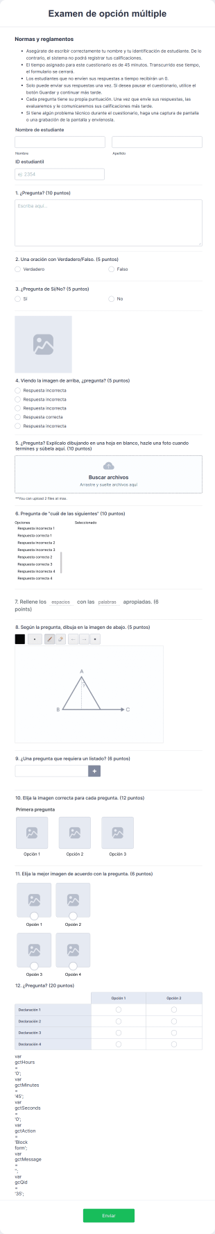 Plantilla De Examen De Opción Múltiple Form Template