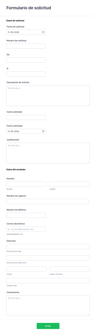 Plantilla De Formulario De Solicitud
