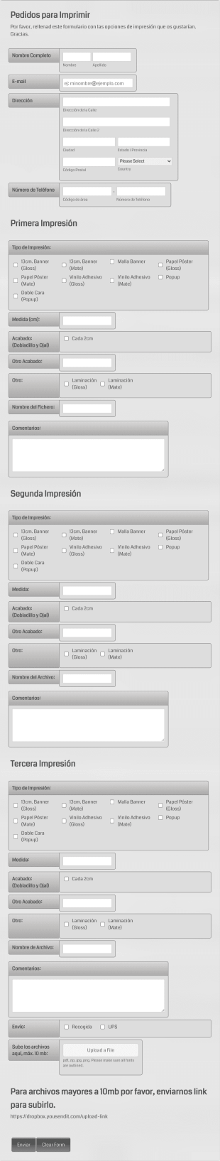Plantilla De Impresión De Pedidos Form Template