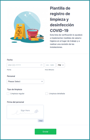Plantilla De Registro De Limpieza Y Desinfección COVID 19