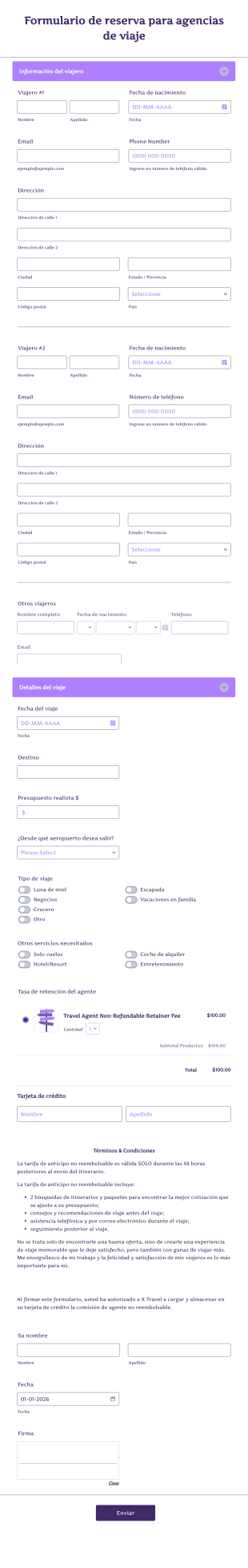 Plantilla De Reserva Para Agencias De Viaje Form Template