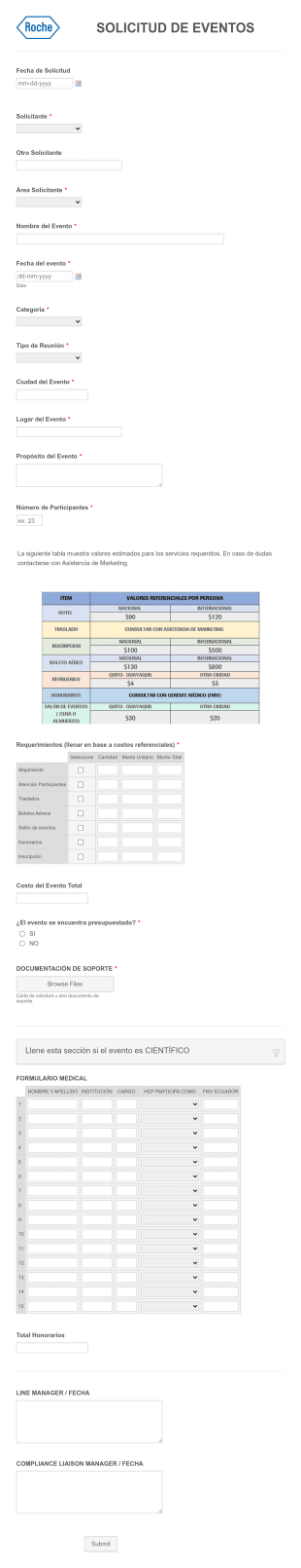Plantilla De Solicitud De Eventos Form Template
