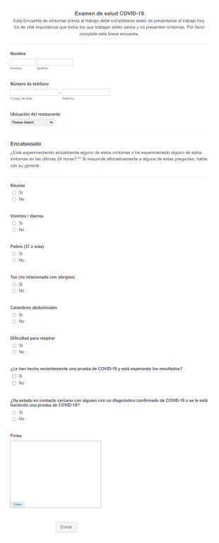 Plantilla Diaria De Evaluación De Salud COVID 19