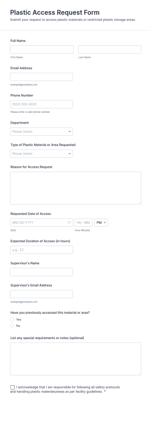 Plastic Access Request Form Template