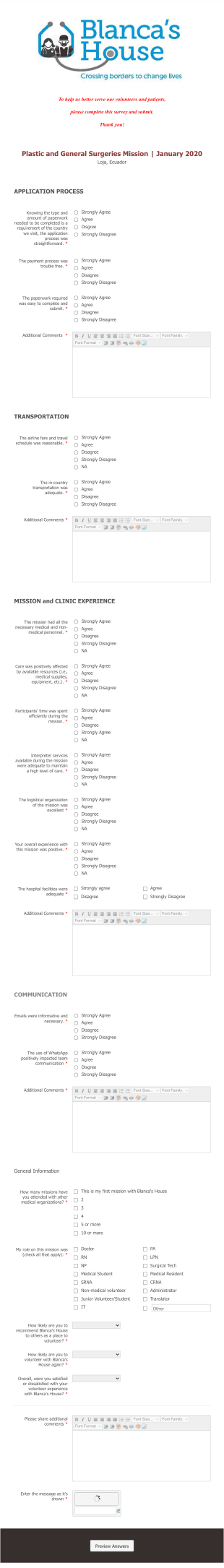 Plastic And General Surgeries Mission | January 2020 Form Template