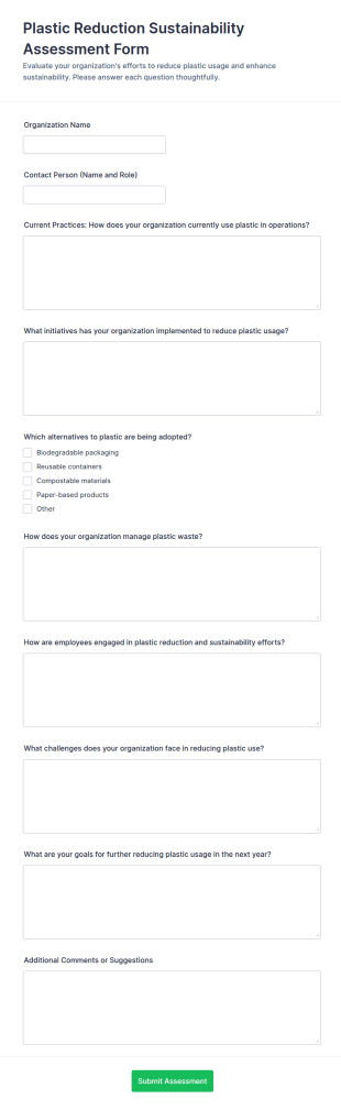 Plastic Reduction Sustainability Assessment Form Template