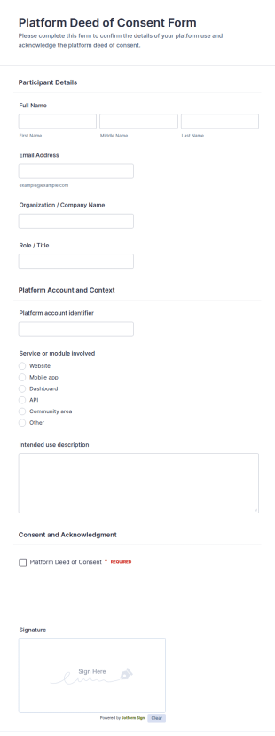 Platform Deed Of Consent Form Template