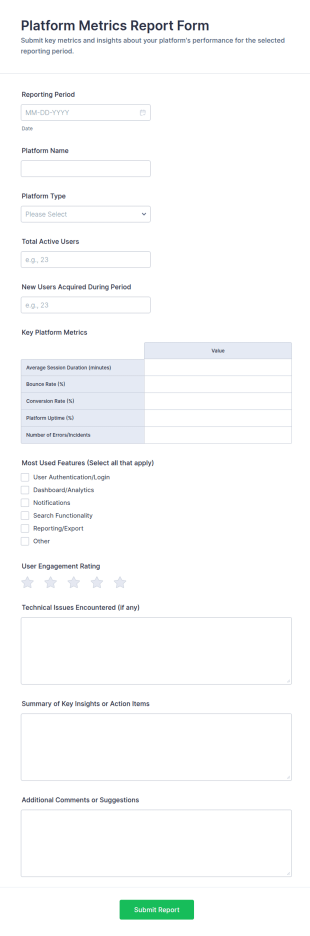 Platform Metrics Report Form Template