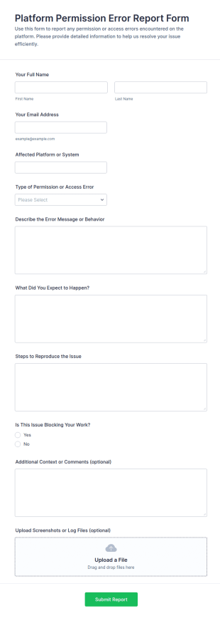 Platform Permission Error Report Form Template