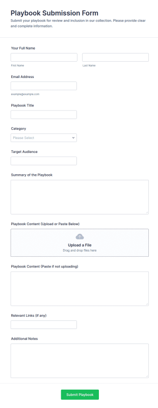 Playbook Submission Form Template