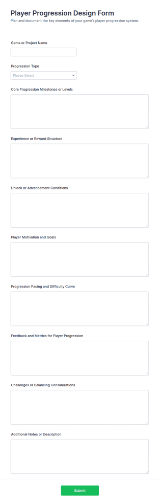 Player Progression Design Form Template