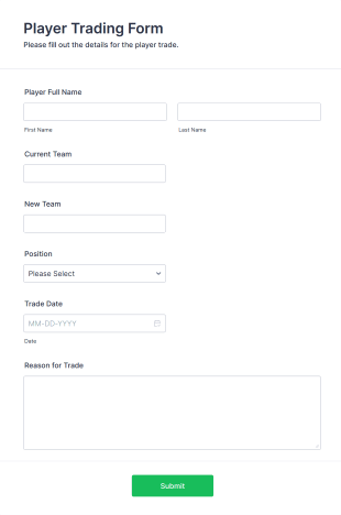 Player Trading Form Template