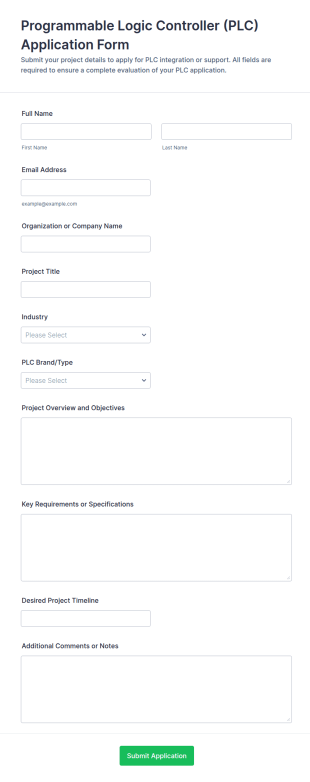 PLC Application Form Template