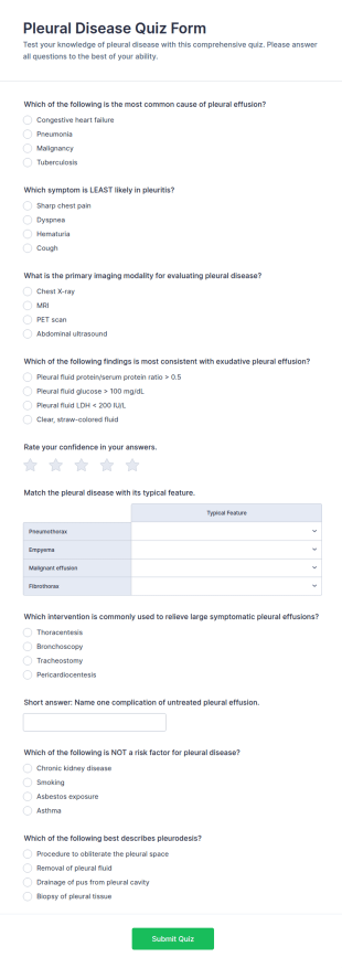Pleural Disease Quiz Form Template