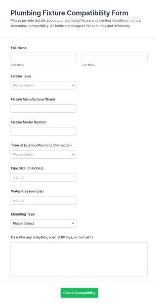 Plumbing Fixture Compatibility Form Template