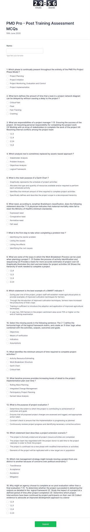 PMD Pro Test Form Template