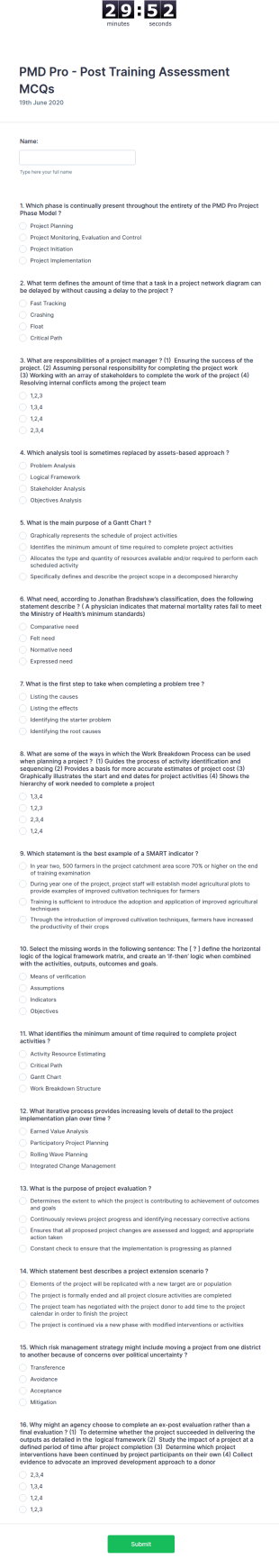 PMD Pro Test Form Template