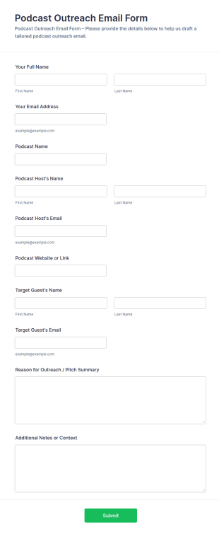 Podcast Outreach Email Form Template
