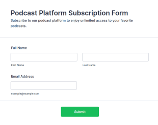 Podcast Platform Subscription Form Template