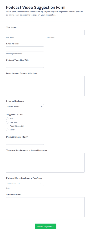 Podcast Video Suggestion Form Template