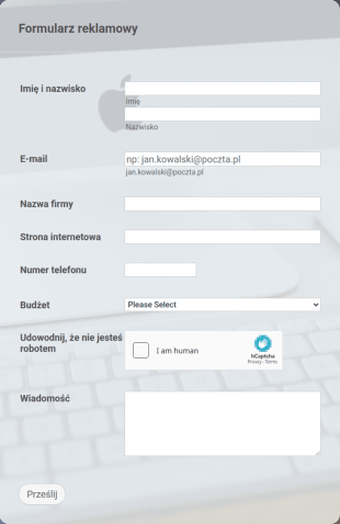 Podstawowy Formularz Zamówienia Reklamy