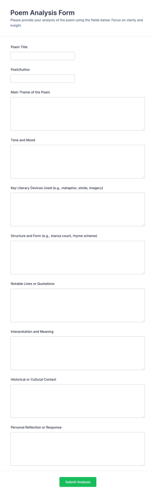 Poem Analysis Form Template