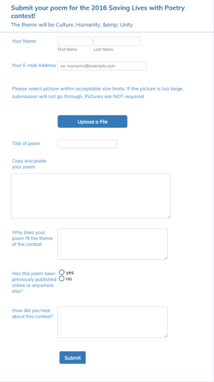 Poetry Contest Registration Form Template