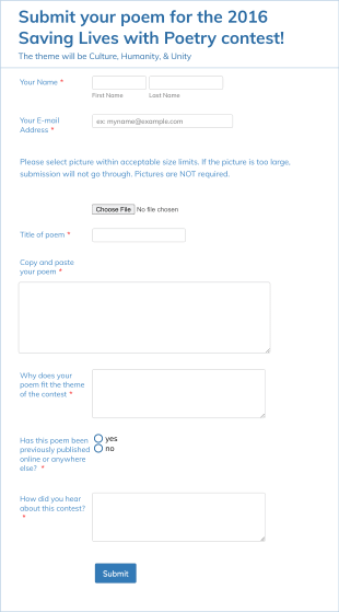 Poetry Contest Registration Form Template