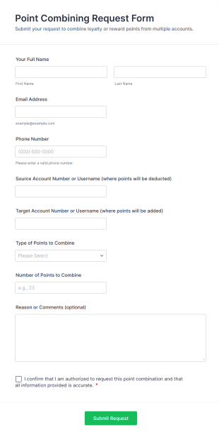 Point Combining Request Form Template