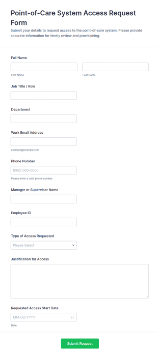 Point Of Care System Access Request Form Template