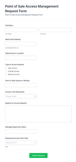 Point Of Sale Access Management Request Form Template