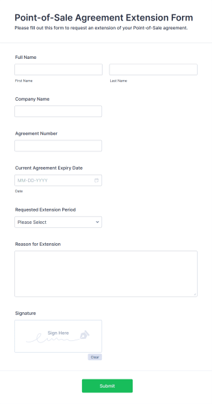 Point Of Sale Agreement Extension Form Template