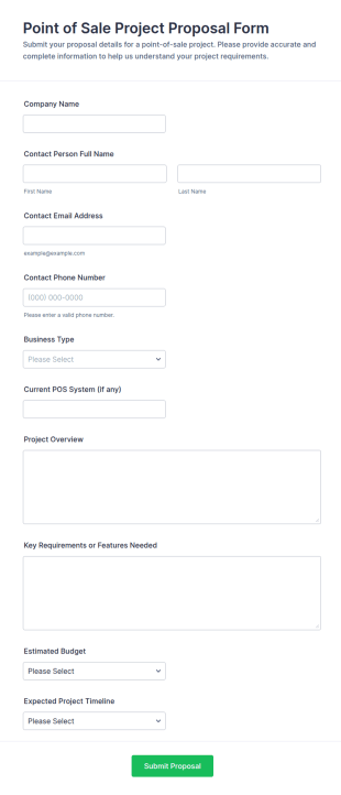 Point Of Sale Project Proposal Form Template