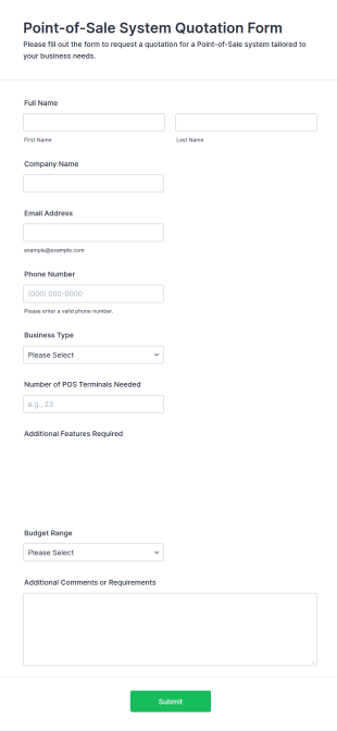 Point Of Sale System Quotation Form Template