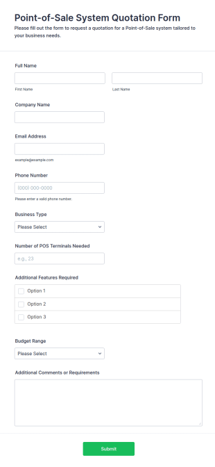 Point Of Sale System Quotation Form Template