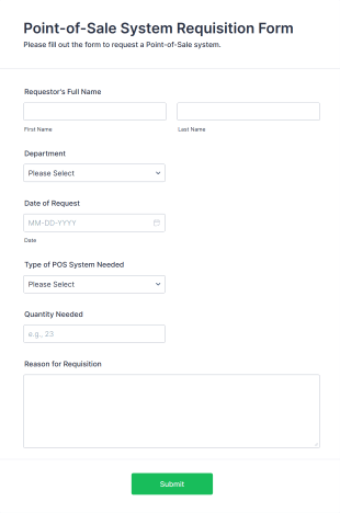 Point Of Sale System Requisition Form Template