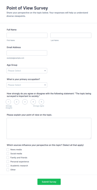 Point Of View Survey Form Template