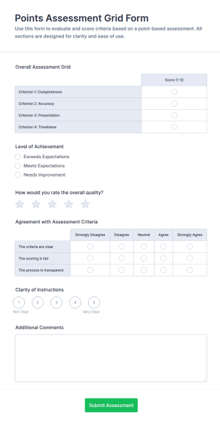 Points Assessment Grid Form Template