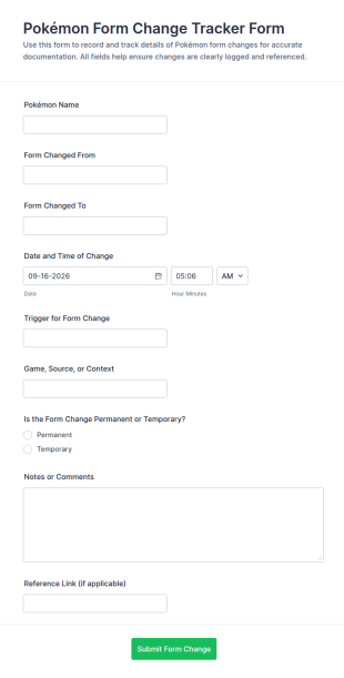 Pokémon Form Change Tracker