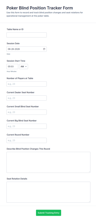 Poker Blind Position Tracker Form Template