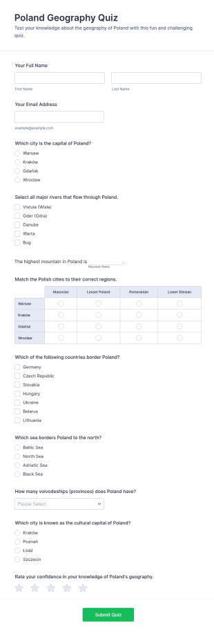 Poland Geography Quiz Form Template