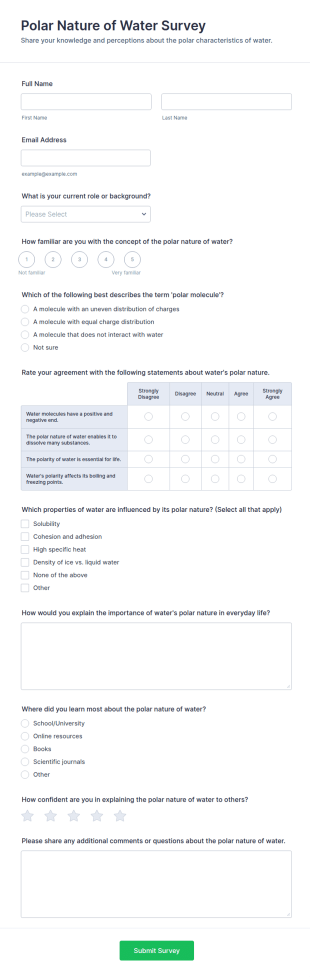 Polar Nature Of Water Survey Form Template