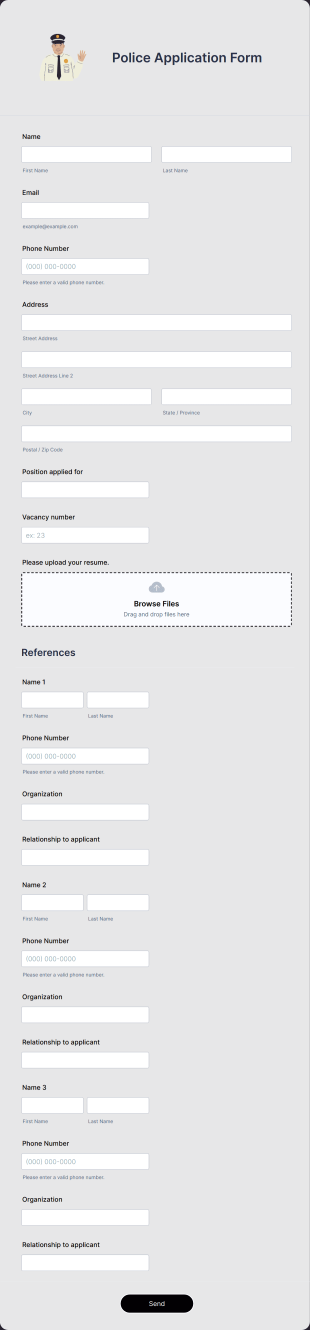 Police Application Form Template