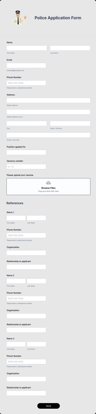Police Application Form Template