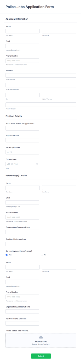 Police Jobs Application Form Template