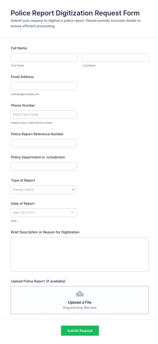 Police Report Digitization Request Form Template