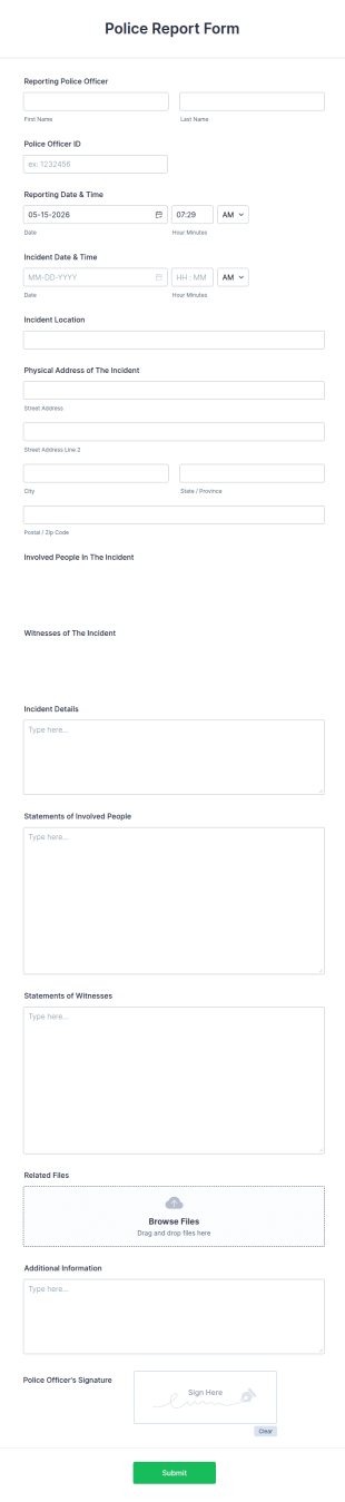 Police Report Template