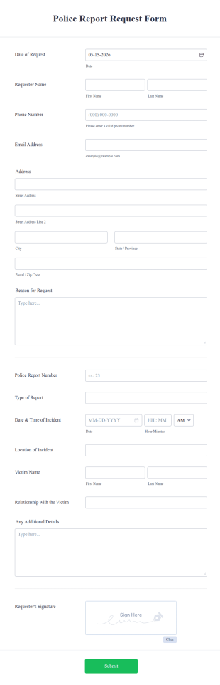 Police Report Request Form Template