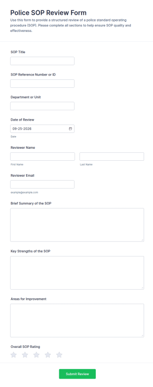 Police SOP Review Form Template