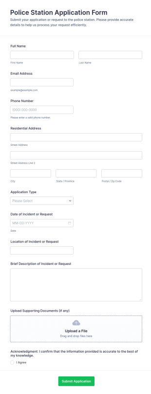 Police Station Application Form Template